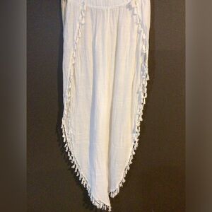 White tasseled beachwear coverup resort wear